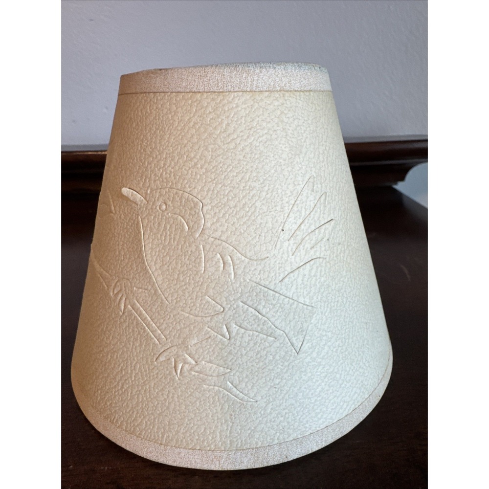 4" Cut & Pierced Lamp Shade Clip-On Floral Bird Butterfly Lamp Shade VNTG RARE